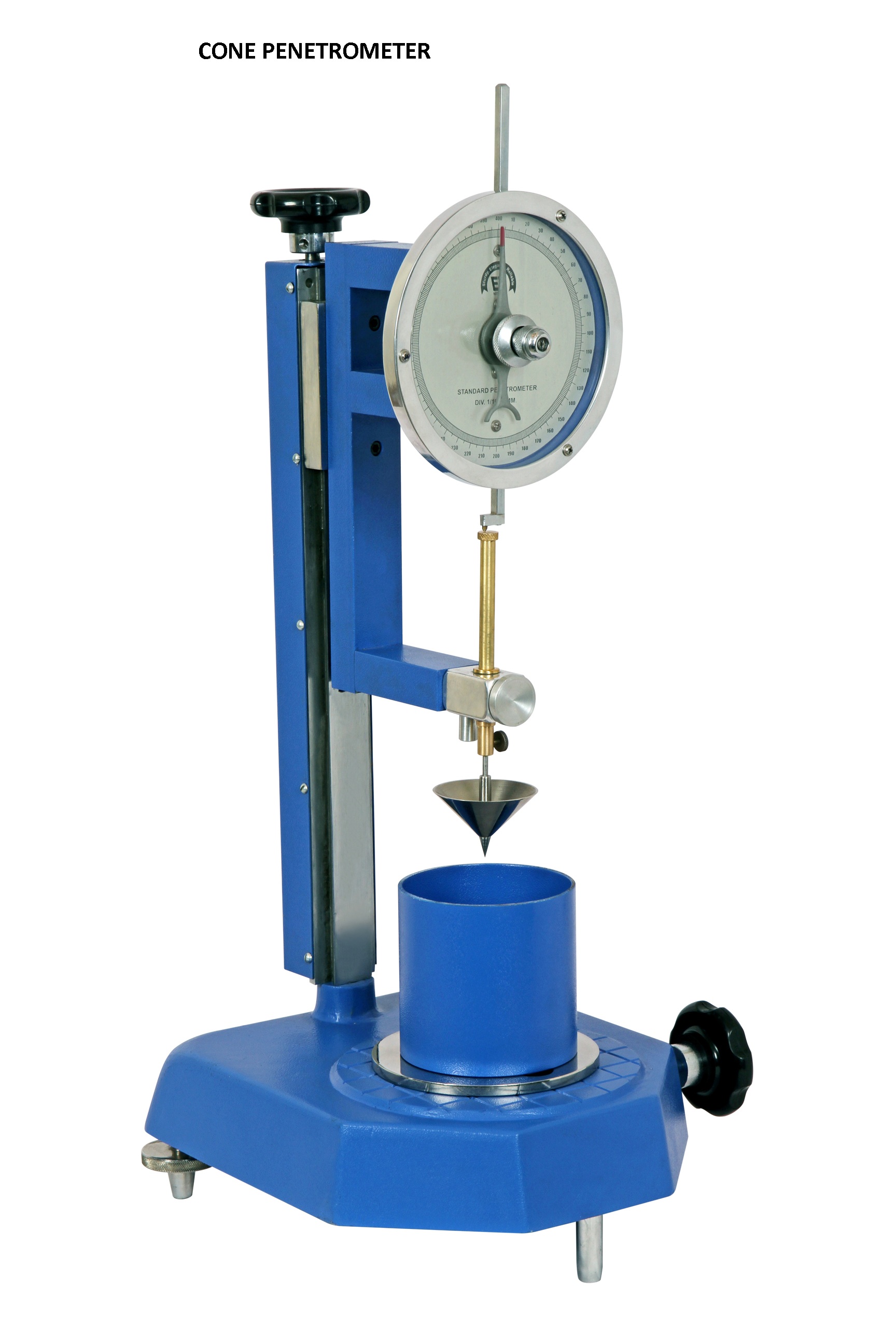 STANDARD PENETROMETER FOR PETROLEUM JELLY - MANUAL CONTROL - WITH GEARED HEIGHT ADJUSTMENT & DIAL GAUGE - IS 1508, IS 4887